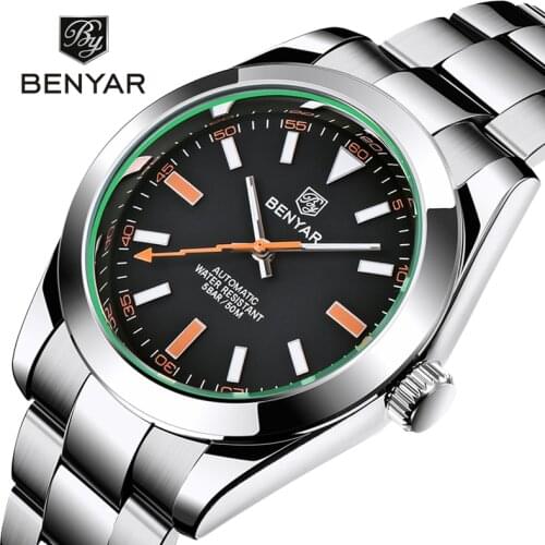 BENYAR New Top Brand Men Watches 316L Steel 50M Waterproof Watches Men Mechanical Wristwatches 2020 Luxury design reloj hombre
