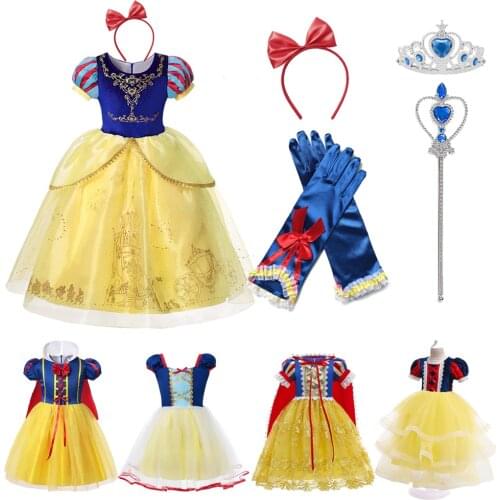 Childrens Snow White Dresses for Girls Short Sleeve Princess Dress Baby Girls Birthday Party Costume Fancy Cosplay Clothes