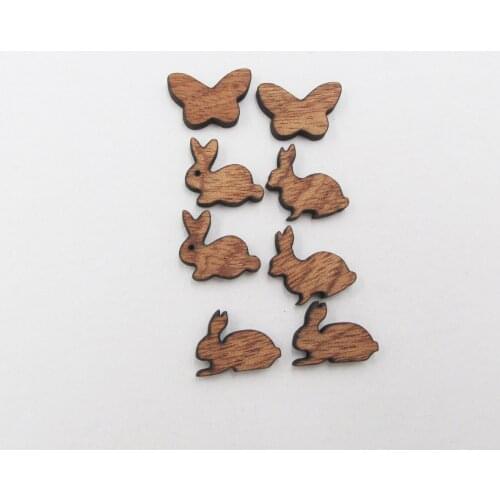 DIY Blank Wood Earring Charms Laser Cut Jewelry Butterfly Bunny Rabbit Cabochon Earring Supplies