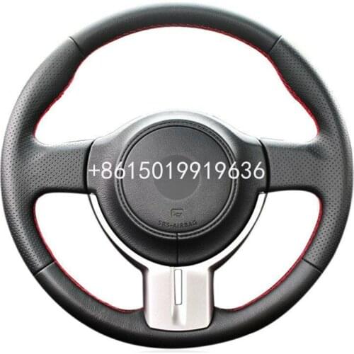 For Toyota GT86 2012-2015 hand-sewn Car steering wheel cover black leather