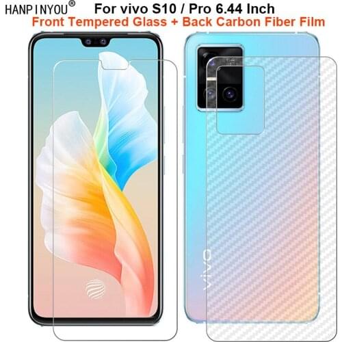 For vivo S10 / Pro 6.44" 1 Set = Soft Back Carbon Fiber Film + Premium Tempered Glass Front Screen Protector
