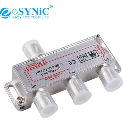 ESYNiC 2Pcs 3 Way TV CATV Broadband Splitter Coax Cable Splitter MoCA 5-2500MHz Connector Satellite Receiver