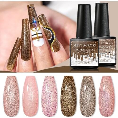 MEET ACROSS 8ml Nails Gel Polish Fall Glitter Color Long Lasting Hybrid For Base Top Coat Soak Off UV LED DIY Nail Art Gel