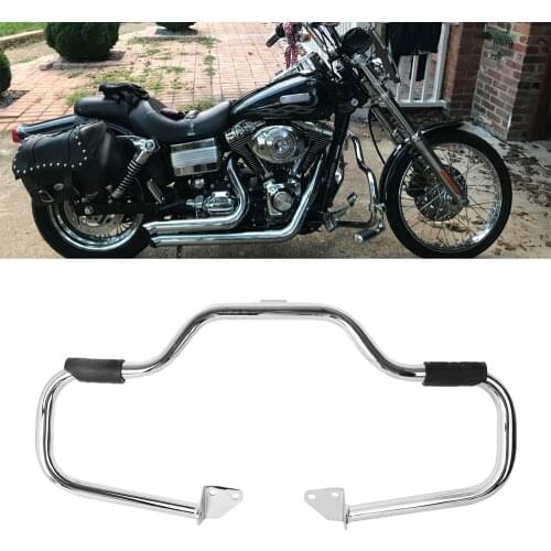 Chrome 1 1/4" Mustache Engine Guard Protector Crash Bars Highway For 2006-2017 Harley Dyna FXDB FXDC FXDF FXDL FXDWG