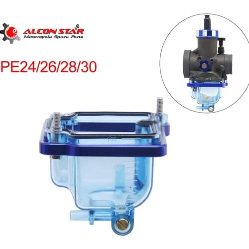 Alconstar- For Keihin PE 24 26 28 30MM Motorcycle Carburetor Carb Bottom Float Bowl Comp Chamber Transparent Blue Oil Cup Racing