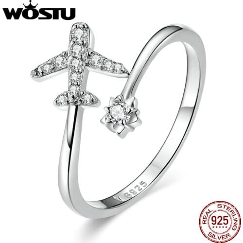 WOSTU 2019 New 100% Real 925 Sterling Silver Faraway Rings For Women Party Jewelry Gift Clear CZ Adjusetable Rings CQR623