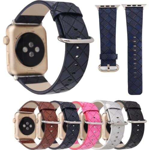 Striped LX Leather Band for Apple Watch Series 3 2 1 Wrist Strap Metal Clasp Replacement Bracelet for iWatch Wristband 42mm 38mm