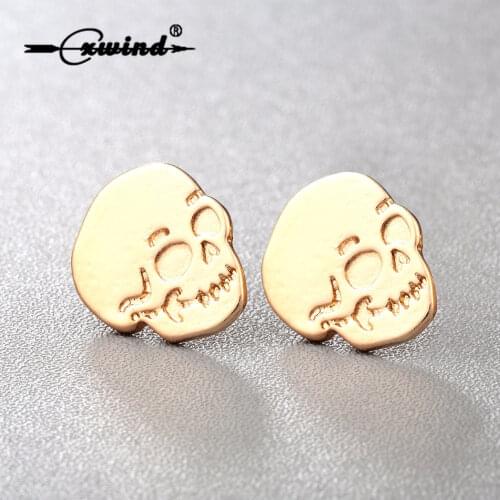 Cool Halloween Skull Earrings Studs Punk Gothic Jewelry for Men Women Classic Wings Motor Biker Earring Wholessale