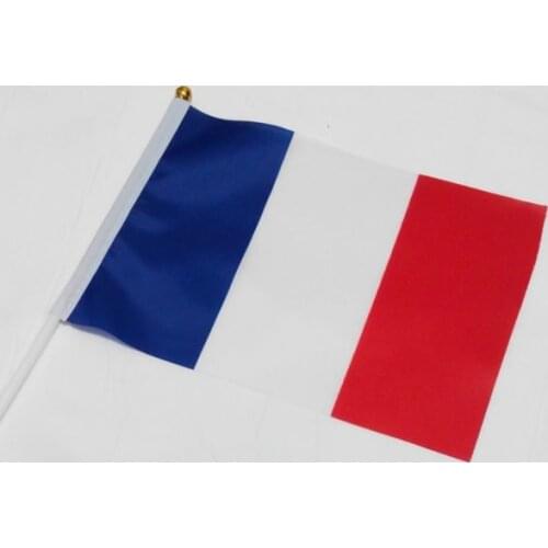 Small France Hand Waving National Flag 14*21cm #8 Polyester Flag 10pcs/pack