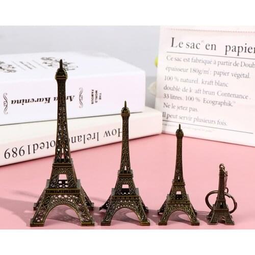 Retro Paris Eiffel Tower Model Home Desk Bronze Metal Statue Figurine Decor