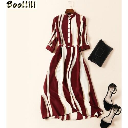 Boollili 2020 New Summer Dress Women Vintage Striped Midi Dress Elegant Party Beach Ladies Dresses European Vestidos Mujer