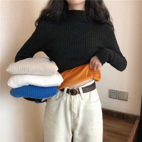 Autumn Winter 2020 Womens Thickened Micro Velvet Lined Turtleneck Sweater Sweater Woman Sweaters Femme Chandails Pull Hiver