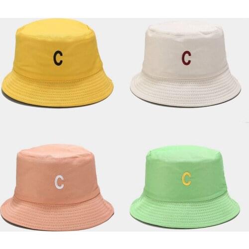 Simple Letter Bucket Hat Embroibery C Fisherman Hat Double Side Wearing Sun Cap Unisex Hip-Hop Panama For Men Women