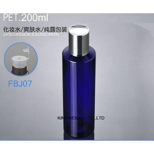 300pcs/lot 200ml blue empty plastic travel bottles with silver top cap,refillable travel skin care water packaging PET bottles