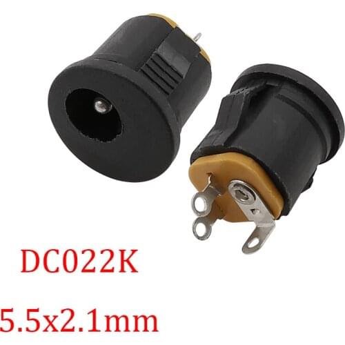 10Pcs DC022K DC Connectors 5.5x2.1mm DC022K DC Power Female Charging Socket Interface Panel Mounting Adapter 5.5*2.1mm DC Jacks