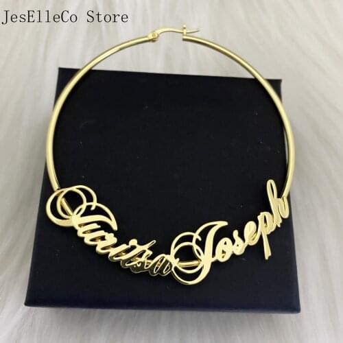 Personalized Name Stainless Steel Letter Earrings For Women 3 Color Custom Name Cricle Earrings Weddings Party Jewelry