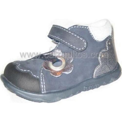 Blue booties-silver for girl with primgi velcro
