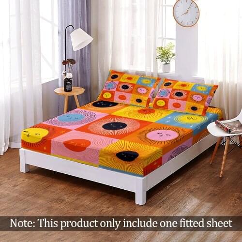 Custom Modern 3D Print Fashion Sun Moon Mandala Fitted Sheet Elastic Band Bed Sheet Bedroom Flats Home Decor Queen King Adult
