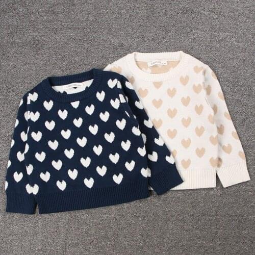 Baby Girls Boys Sweaters Autumn Winter Cute Heart Pattern Knitted Sweater Fashion Design Kids Girl Pullover Sweater Outerwear