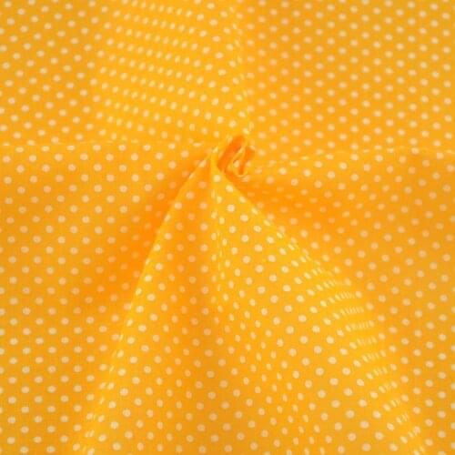 100% Cotton Fabric Golden Yellow Home Textile Patchwork Scrapbooking Decoration Cloth Tela Printed White Dots Designs Art Work