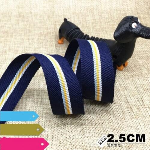 1meter/lot) 2.5CM 1" Navy blue Bottom Yellow White Stripe Ribbon DIY Handmade Sewing clothes Supplementary Decoration Supplies