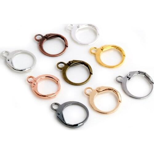 14x12mm 30pcs High Quality Silver Color Rose Gold Color Bronze Rhodium French Earring Hooks Wire Settings Base Whole Sale