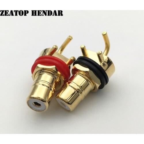 2Pcs High quality Copper RCA Female Jack RCA Terminal Audio 3Pin PCB Board Socket Plug Connector New Type Gold Plated