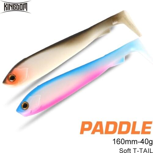 Kingdom 2pcs PADDLE Soft Sinking Fishing Lures 160mm 40g PVC Material Silicone Artificial T-Tail Jigging Wobblers Fishing Baits