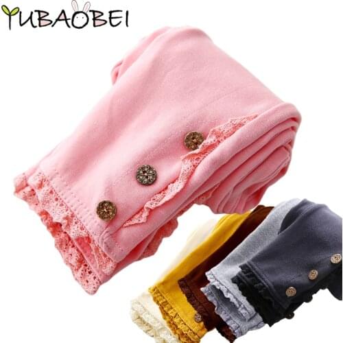 2020 Korean Spring Autumn Baby Girls Kids Solid Color 3 Buttons Legging Childrens Clothing Cotton Trousers Slim Pencil Pants