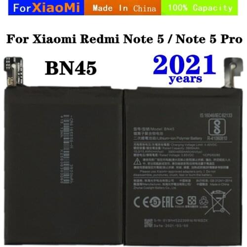 2021 Years For Xiaomi Redmi Note 5 / Note 5 Pro Mobile Phone Battery BN45 Replacement Battery 4000mAh High Capacity