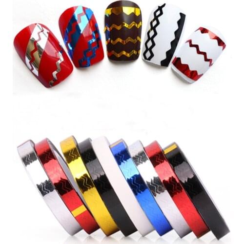 5*18MM/roll 6 Colors 30 Pcs Rolls Waves Stripe Tape Line DIY Tips Decor Sticker Striping Decoration