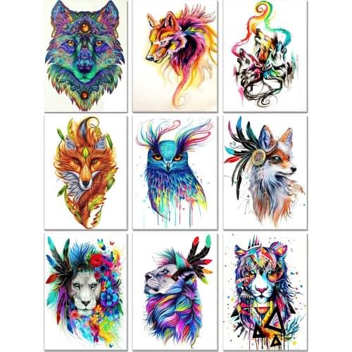 5d Diy Diamond Painting Animal Fantasy Wolf Tiger Owl Diamond Embroidery Cross Stitch Diamond Mosaic Bird Mural Home Decoration