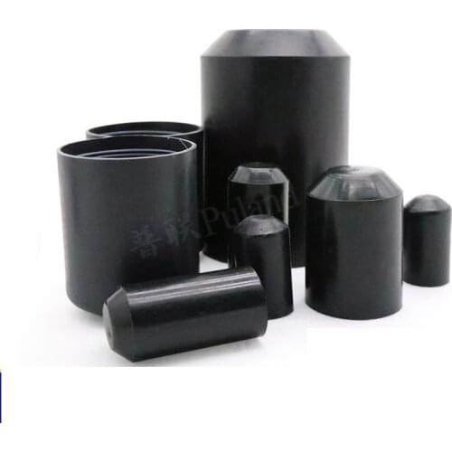 8 mm - 130 mm Heat Shrink End Caps 2:1 Ratio Adhesive Glue Lined Cap 35KV Black