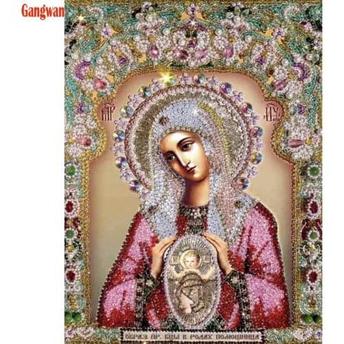 Diamond Painting Madonna Full Square round Diamond Embroidery Religion icon Home Decoration 5D Diy diamond Mosaic Rhinestone wal