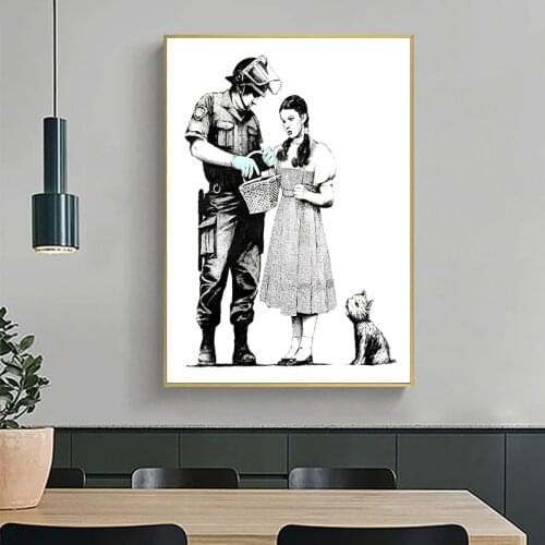 Banksy Graffiti Art Kiss Peace Nordic Canvas Painting Poster and Print Wall Art Pictures for Living Room Home Decoration Cuadros