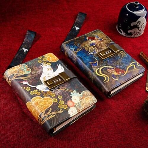 Retro Color Painting Notebook and Journal Diary Planner Note Book Leather High Qulity Lock Journal Notebooks Stationery Gift