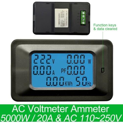 AC220V 20A Digital Voltage Meter Energy Meter LCD 5KW Power Voltmeter Ammeter Current Amps watt meter tester detector indicator