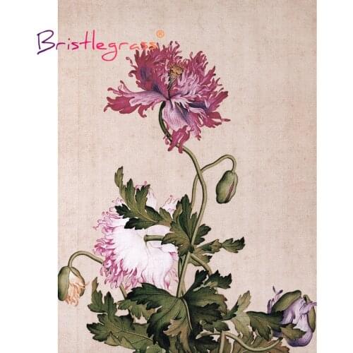 BRISTLEGRASS Wooden Jigsaw Puzzles 500 1000 Pieces Poppy Flower Giuseppe Castiglione Educational Toy Chinese Painting Home Decor