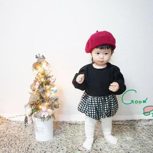 Spring Baby Rompers Girls Jumpsuit Newborn Baby Girls Boys Clothes Long Sleeve Dot Plaid Infant Baby Jumpsuit With Headband