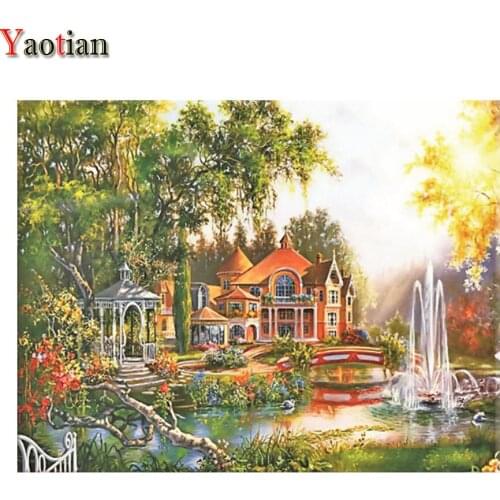 DIY 5D Diamond Painting Villa Village Landscape Diamond Mosaic Embroidery Cross Stitch Kit Rhinestones Home Decoration Gift