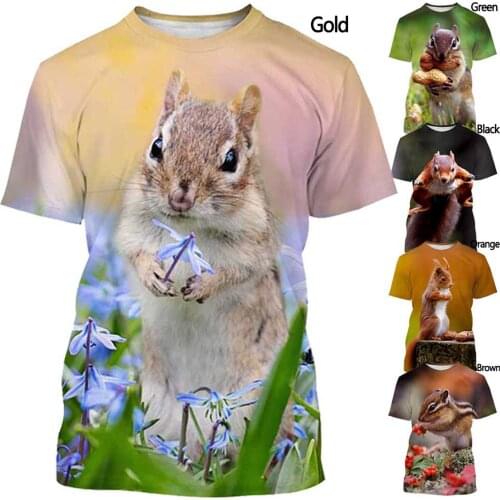 Squirrel T-shirt New Fashion Mens and Womens Summer Casual Short-sleeved Animal 3D Printing T-shirt