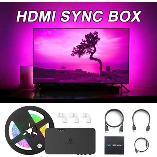 Gledopto RGB TV Background Strip Light HDMI-Compatible SYNC Box Kit Color Change Dimmable TV Backlight Enjoy Lighting Support 4K