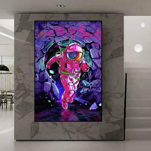 Graffiti Art Burning Astronaut Canvas Painting Street Abstract Posters and Prints Wall Art Pictures for Living Room Home Decor