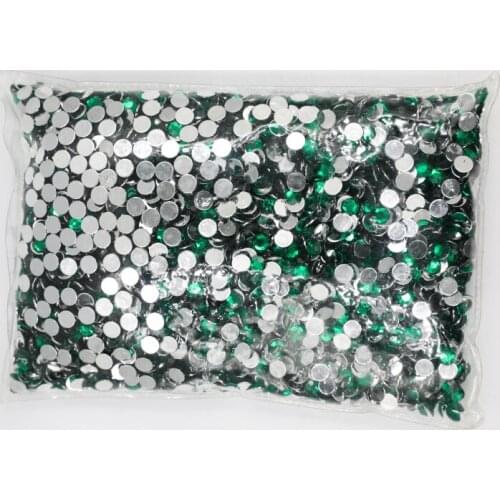 Emerald Color 1.5~12mm Flat Back Round Acrylic Rhinestones Beads,3D Acrylic Nail Art / Garment Decoration