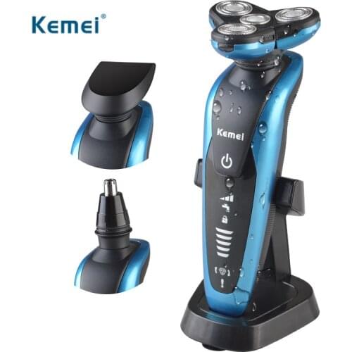 Kemei 3 in1 Professional Washable Rechargeable Electric Shaver Triple Blade Electric Shaving Razors Men Face Care 3D Floating