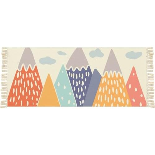 Cotton Linen Tassel Hand Knitting Carpet Bedside Rug Geometric Floor Mat Bedroom Tapestry Home Decorative Living Room Carpets