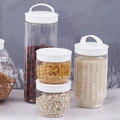 Kitchen Storage Bottles Plastic Jar Tank Sealed Food Container Tea Coffee Beans Grains Candy Cookie Jars Container Organizer
