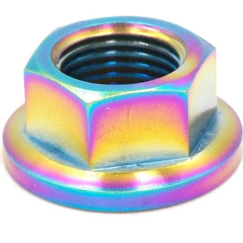 M16x1.5mm Rainbow GR5 Titanium Flange Hex Nut For Motorcycle Centre Shaft