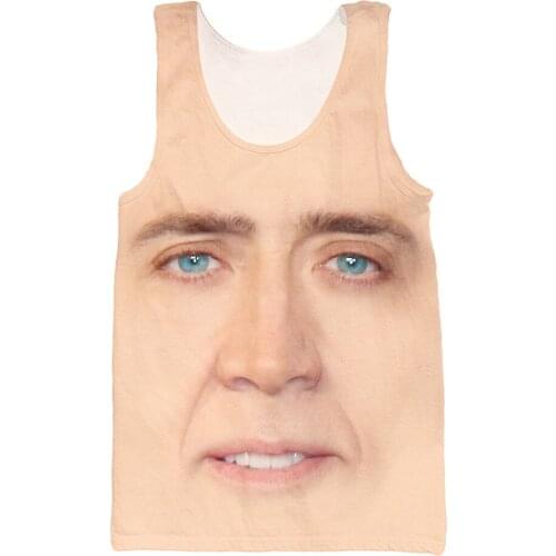 Nicolas Cage Tank Top The Giant Blown Up Face Of Nicolas Cage 3d Print Tees Women Men Tops Fashion Clothing Vest