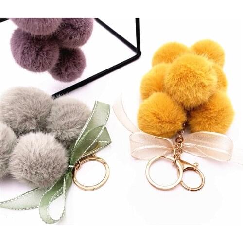 Cute Keychain Plush Keychain Soft Stuffed Fruit Grape Keychain For Girls Bag Creative Pendant Kids Toys Line Friends Gift